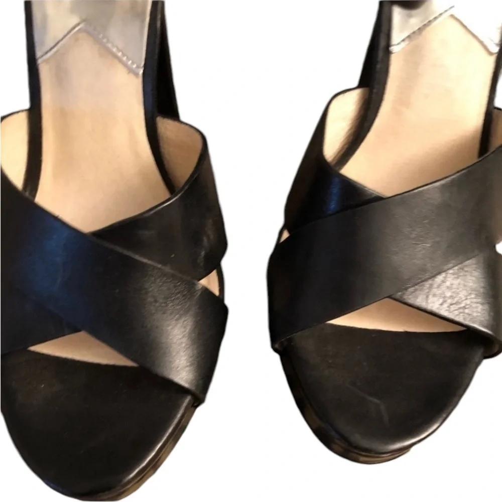 Micheal Kors black size 10 platform heels open toe genuine leather - Picture 11 of 11